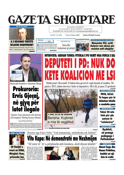Gazeta Shqiptare 2012-12-16