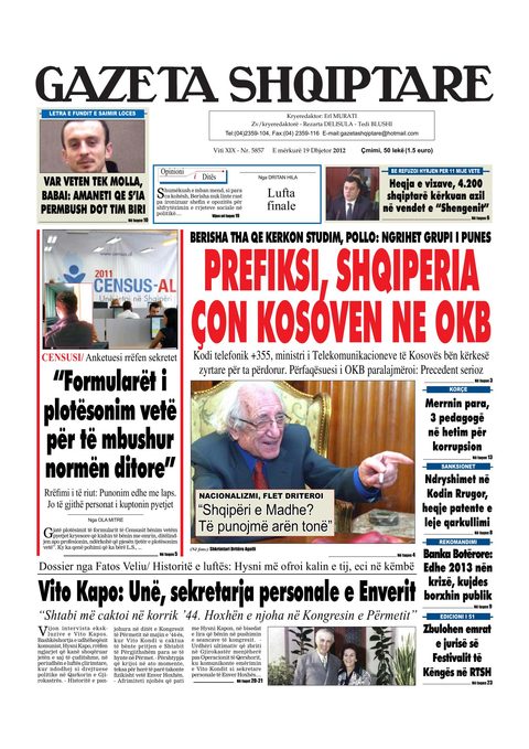 Gazeta Shqiptare 2012-12-19