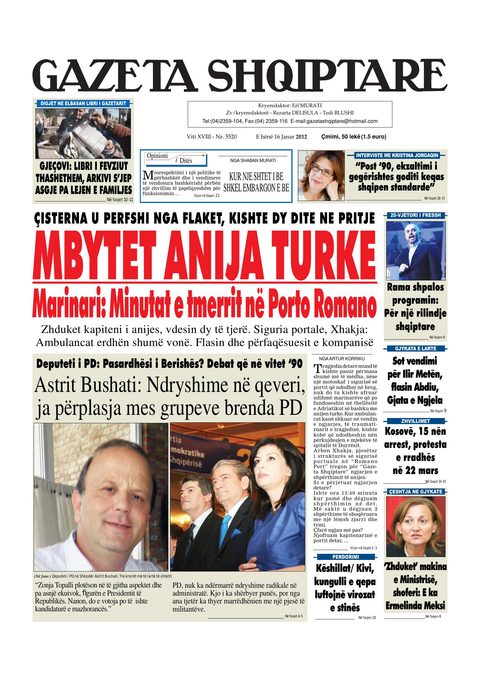 Gazeta Shqiptare 2012-01-16