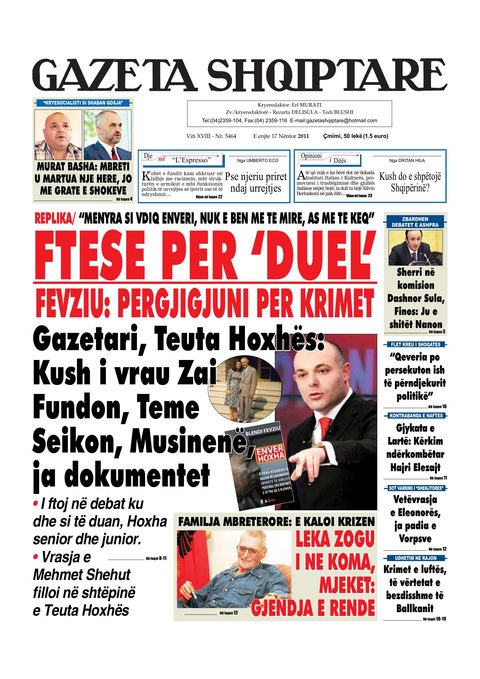 Gazeta Shqiptare 2012-11-17