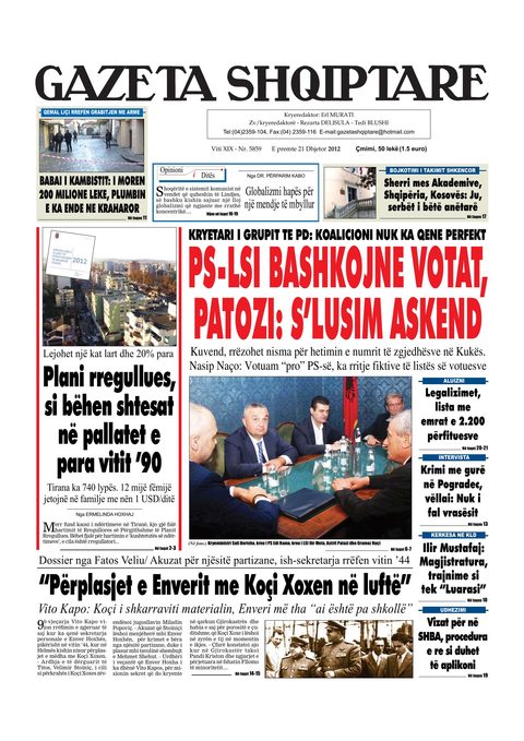 Gazeta Shqiptare 2012-12-21