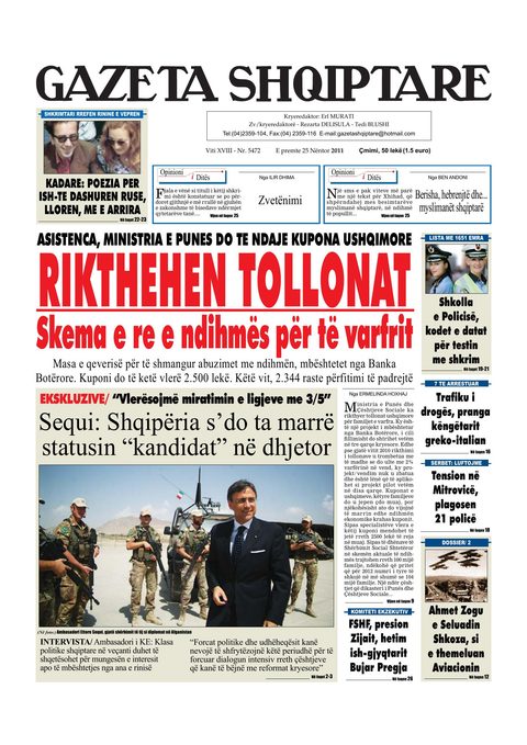 Gazeta Shqiptare 2012-11-25