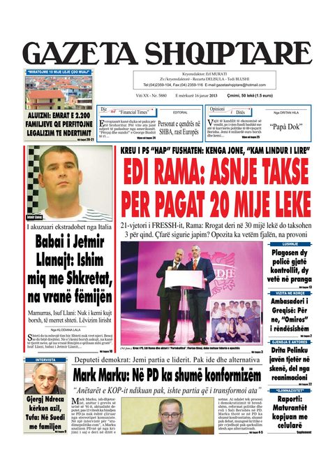 Gazeta Shqiptare 2013-01-16