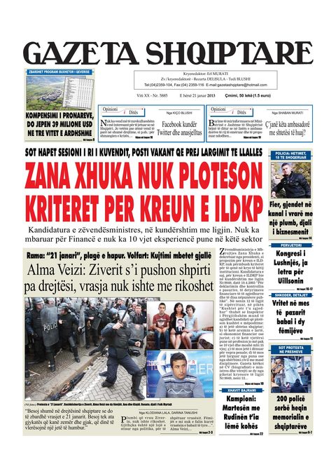 Gazeta Shqiptare 2013-01-21