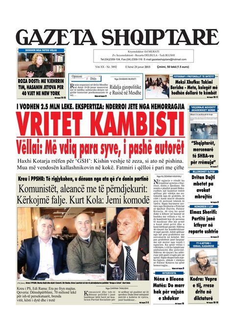 Gazeta Shqiptare 2013-01-28