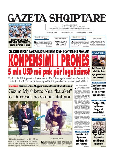 Gazeta Shqiptare 2014-09-01