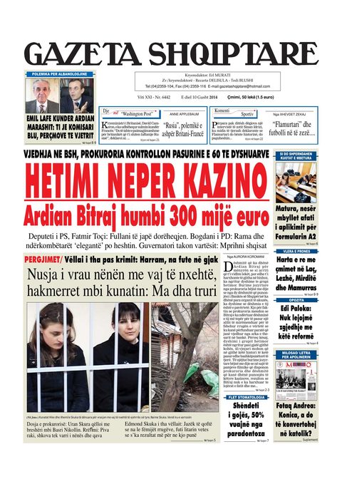 Gazeta Shqiptare 2014-08-10