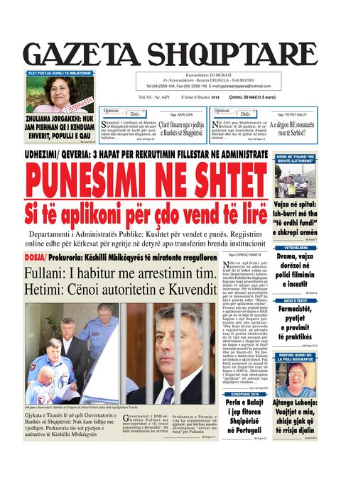 Gazeta Shqiptare 2014-09-08