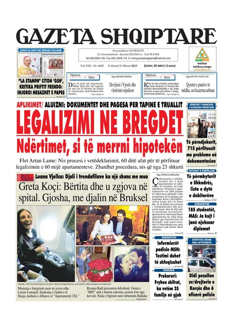 Gazeta Shqiptare 2015-02-21