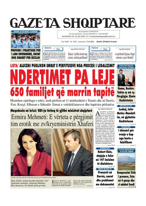 Gazeta Shqiptare 2016-04-01