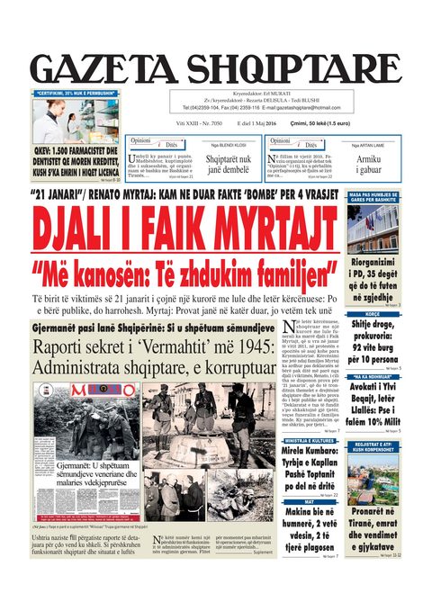 Gazeta Shqiptare 2016-05-01
