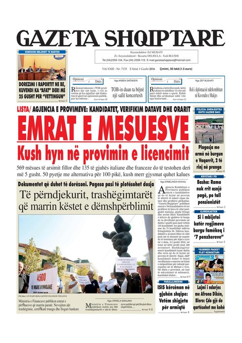 Gazeta Shqiptare 2016-08-01