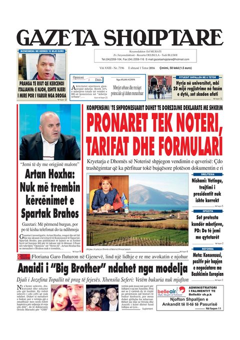 Gazeta Shqiptare 2016-10-01