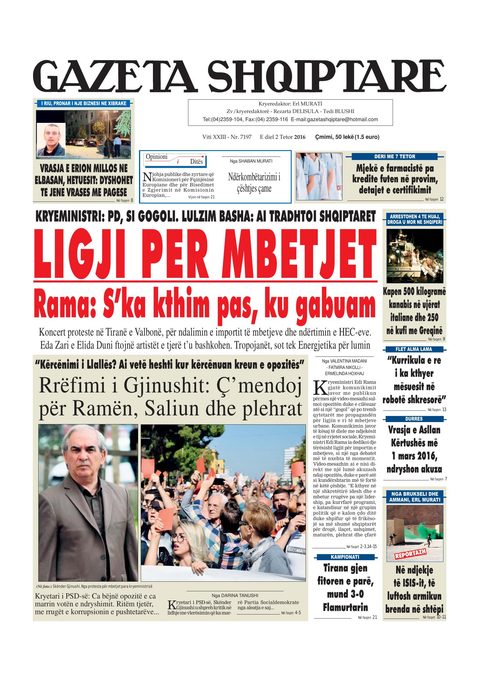 Gazeta Shqiptare 2016-10-02