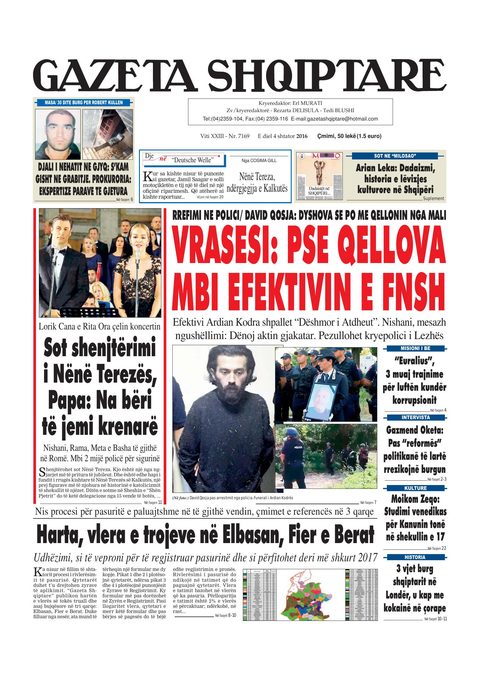 Gazeta Shqiptare 2016-09-04