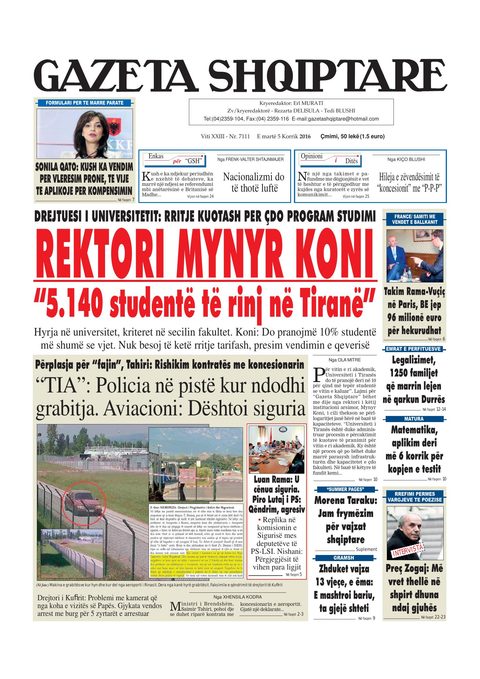 Gazeta Shqiptare 2016-07-05