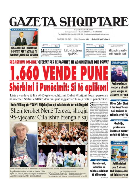 Gazeta Shqiptare 2016-09-05