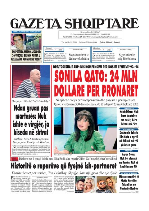 Gazeta Shqiptare 2016-11-05