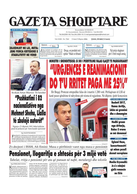 Gazeta Shqiptare 2016-12-05
