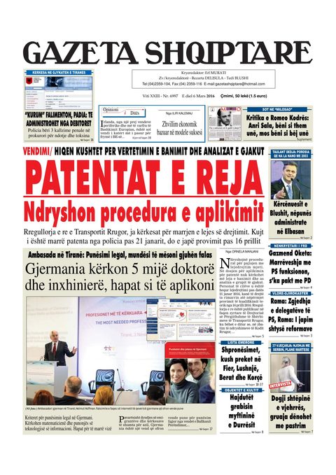 Gazeta Shqiptare 2016-03-06