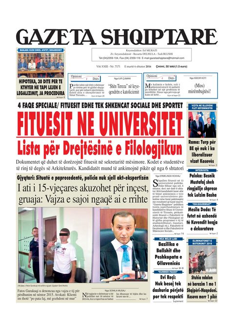 Gazeta Shqiptare 2016-09-06