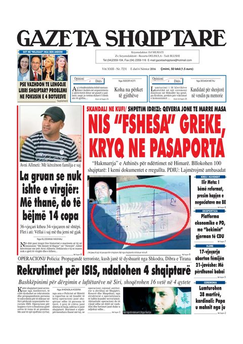 Gazeta Shqiptare 2016-11-06