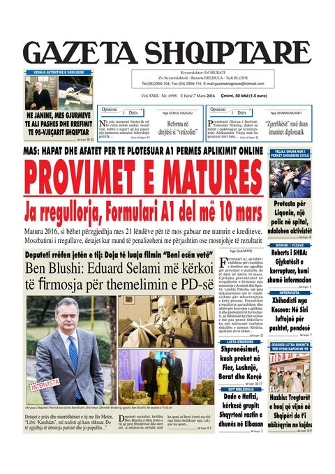 Gazeta Shqiptare 2016-03-07