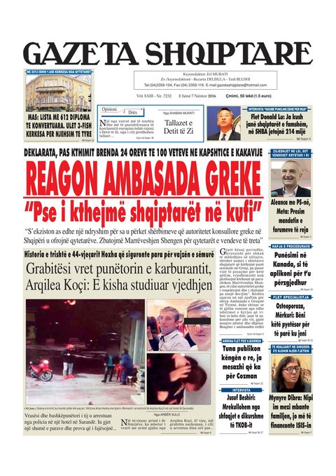 Gazeta Shqiptare 2016-11-07