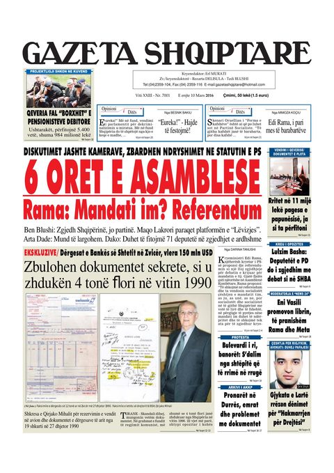 Gazeta Shqiptare 2016-03-10