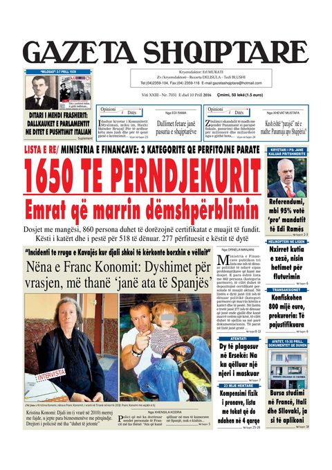 Gazeta Shqiptare 2016-04-10