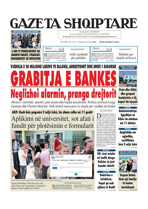 Gazeta Shqiptare 2016-08-10