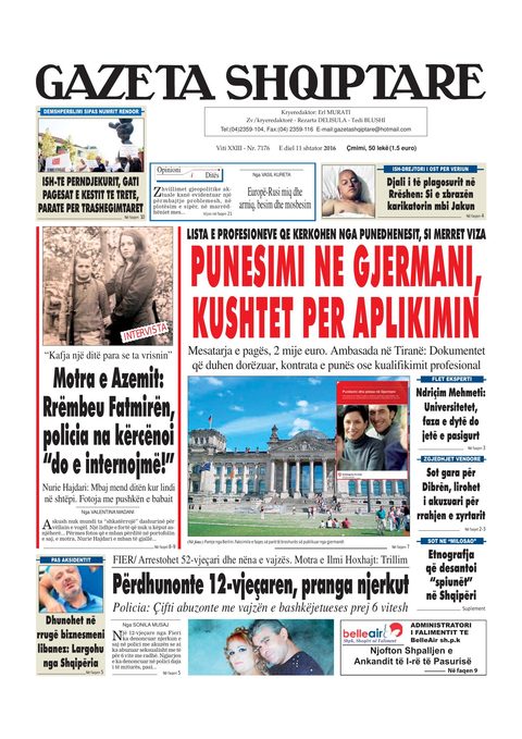 Gazeta Shqiptare 2016-09-11