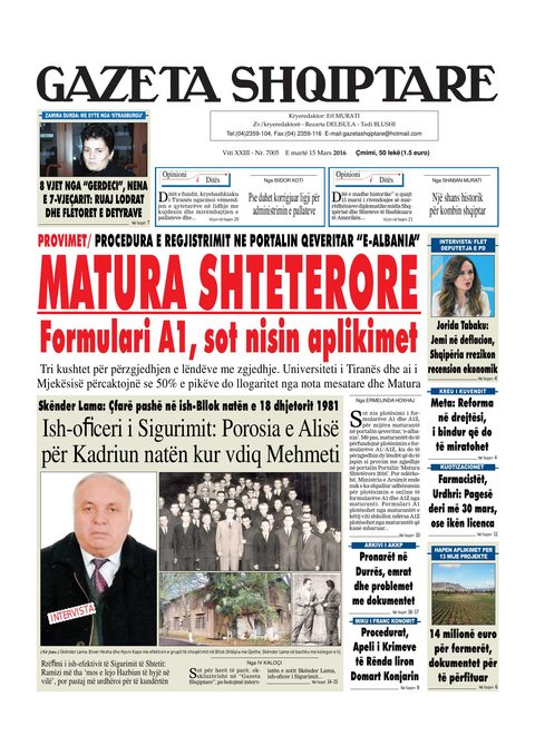 Gazeta Shqiptare 2016-03-15