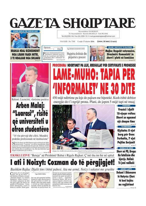 Gazeta Shqiptare 2016-09-15