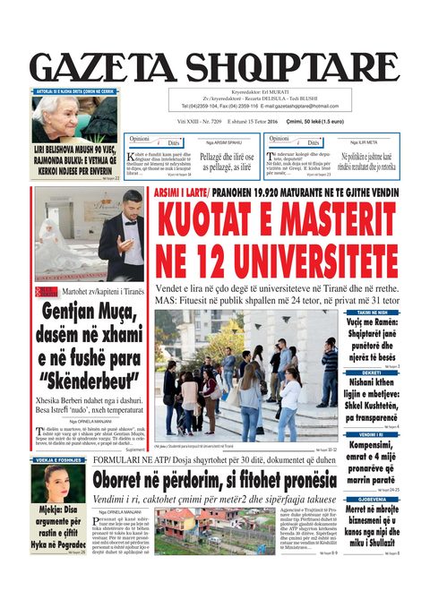 Gazeta Shqiptare 2016-10-15