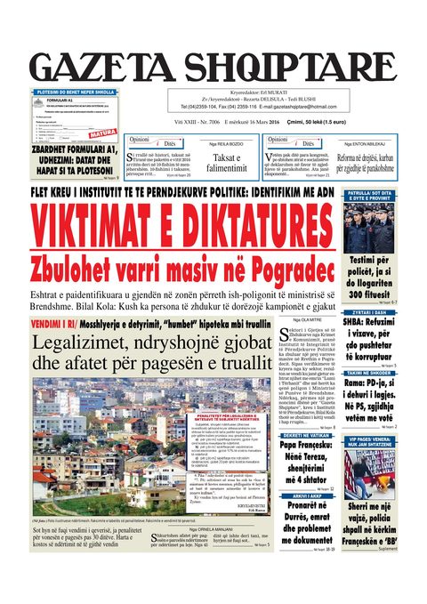 Gazeta Shqiptare 2016-03-16