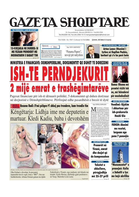 Gazeta Shqiptare 2016-04-16