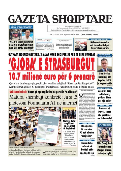 Gazeta Shqiptare 2016-03-18