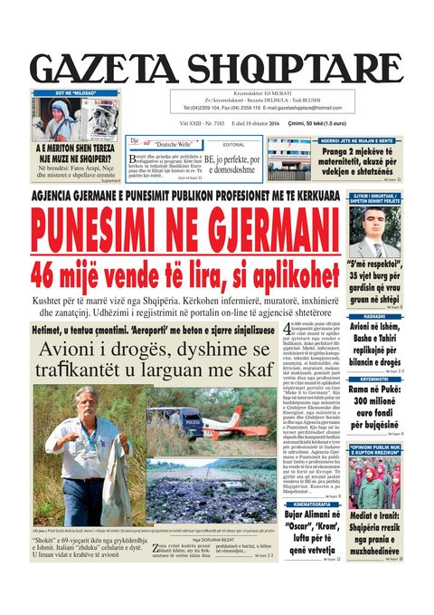 Gazeta Shqiptare 2016-09-18