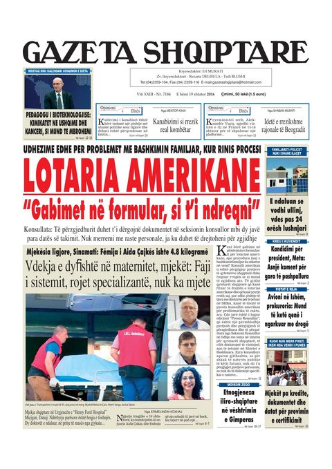 Gazeta Shqiptare 2016-09-19