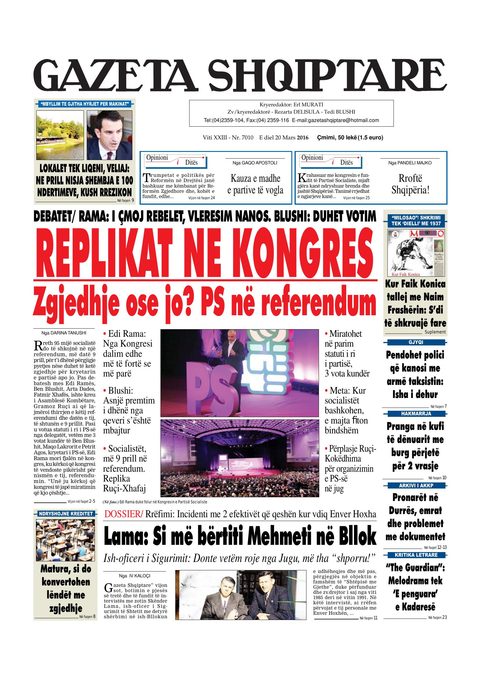 Gazeta Shqiptare 2016-03-20