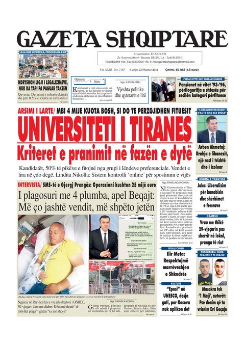Gazeta Shqiptare 2016-09-22