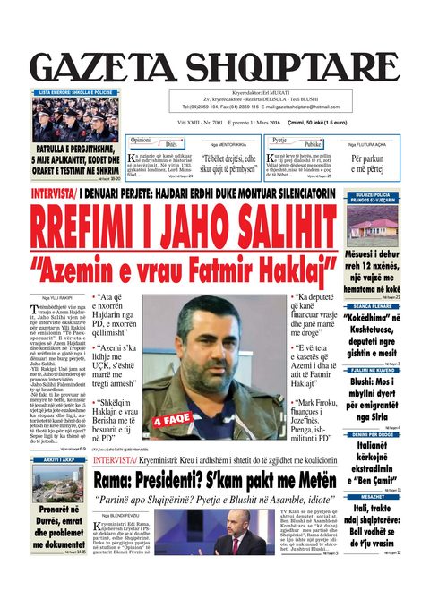 Gazeta Shqiptare 2016-03-11
