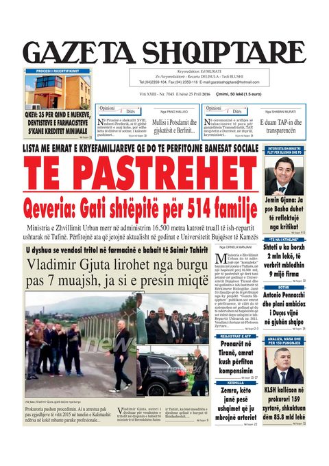 Gazeta Shqiptare 2016-04-25