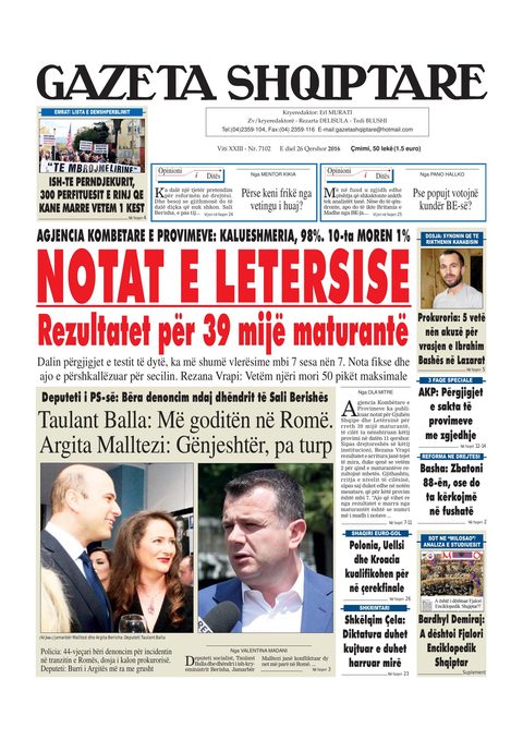 Gazeta Shqiptare 2016-06-26