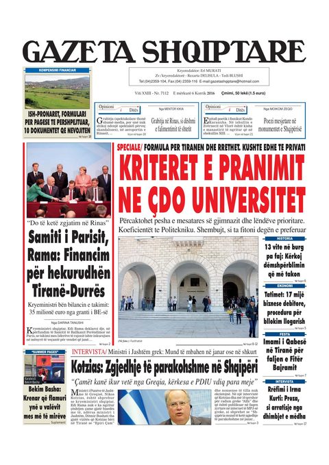 Gazeta Shqiptare 2016-07-06