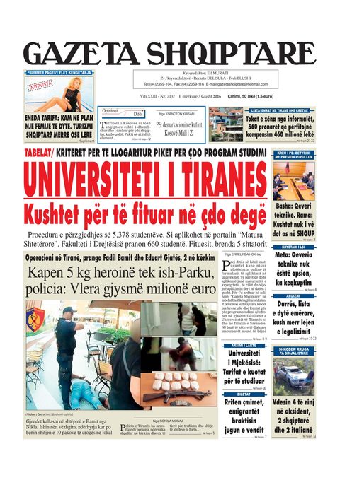 Gazeta Shqiptare 2016-08-03