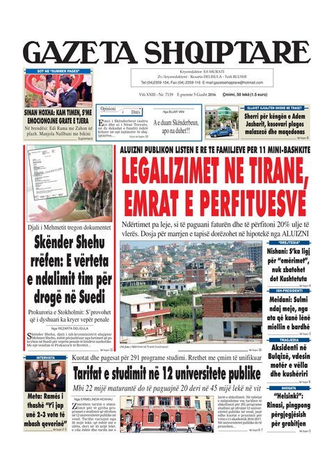 Gazeta Shqiptare 2016-08-05