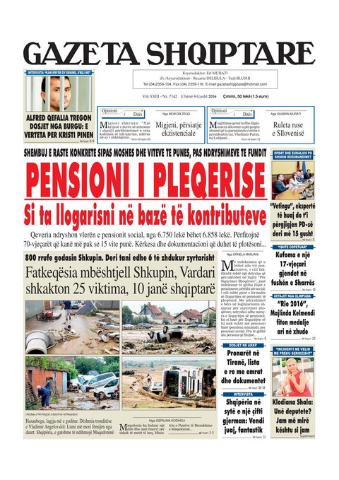 Gazeta Shqiptare 2016-08-08