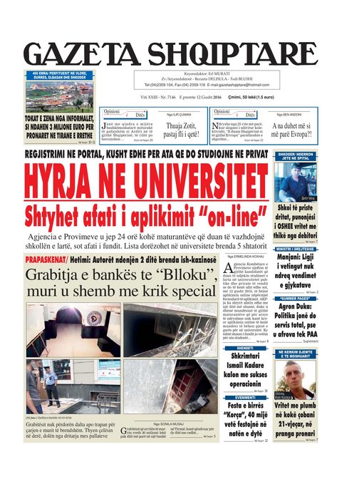 Gazeta Shqiptare 2016-08-12